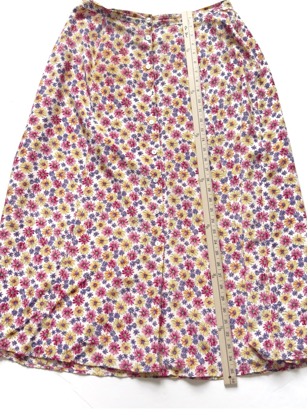Vintage Talbots Silk Floral Maxi Skirt Womens 16 Button Up Cottagecore Colorful - Picture 9 of 11